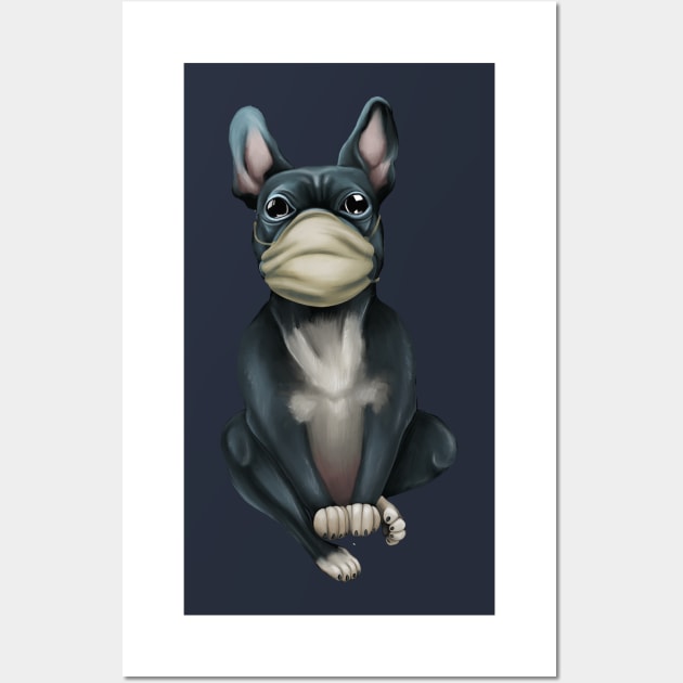 Dog breed French Bulldog in a Mask. Doctor Wall Art by kacia